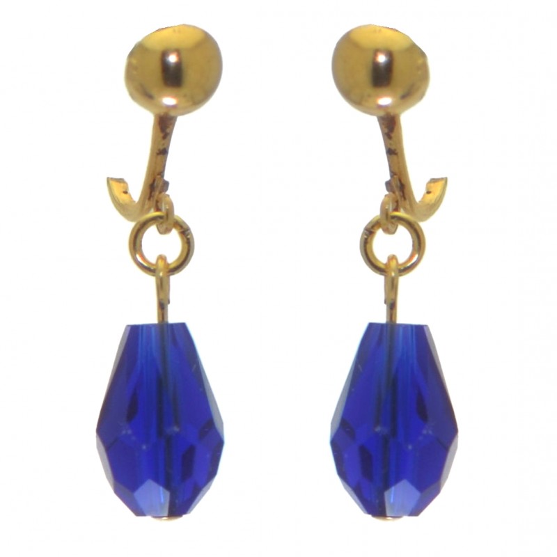 BETRESH gold plated cobalt blue ab crystal glass clip on earrings