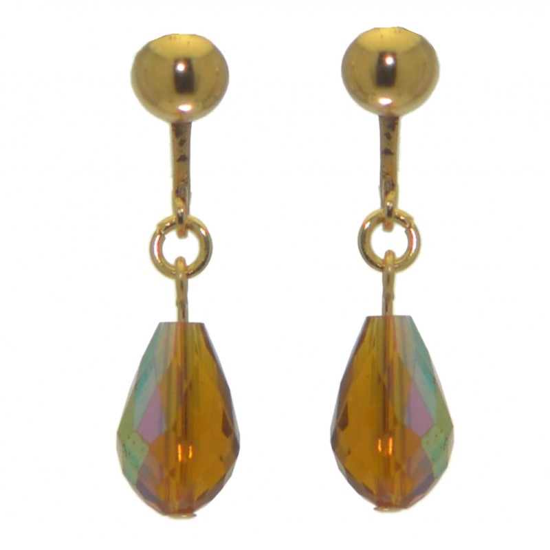 BETRESH gold plated gold ab crystal glass clip on earrings