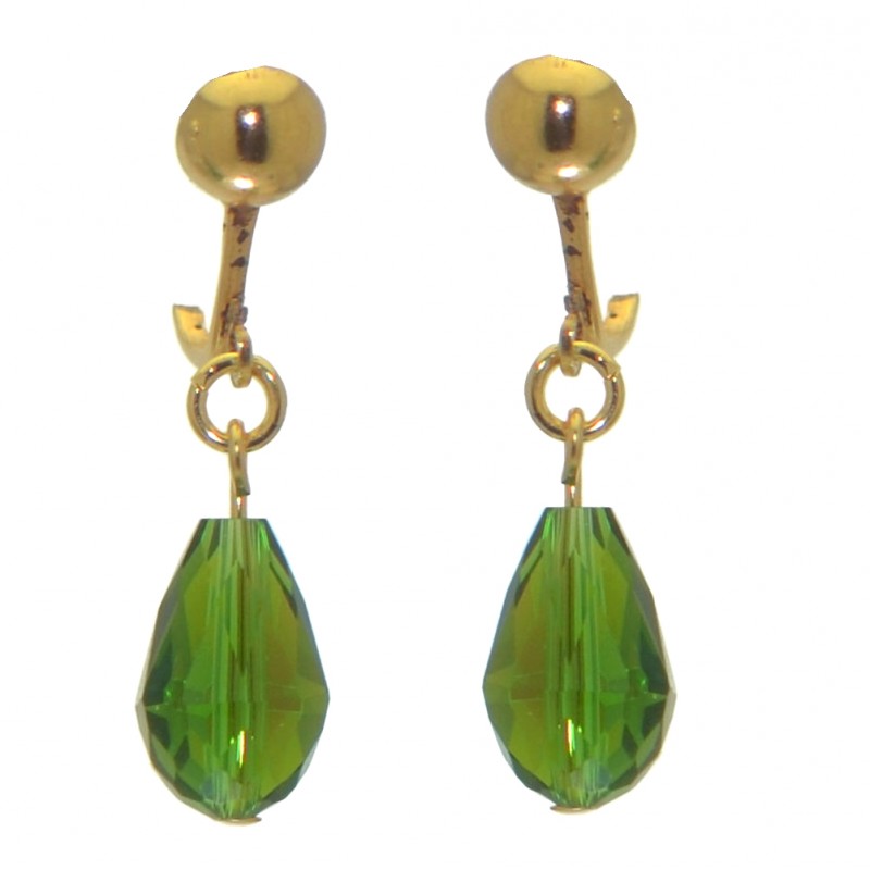BETRESH gold plated green ab crystal glass clip on earrings