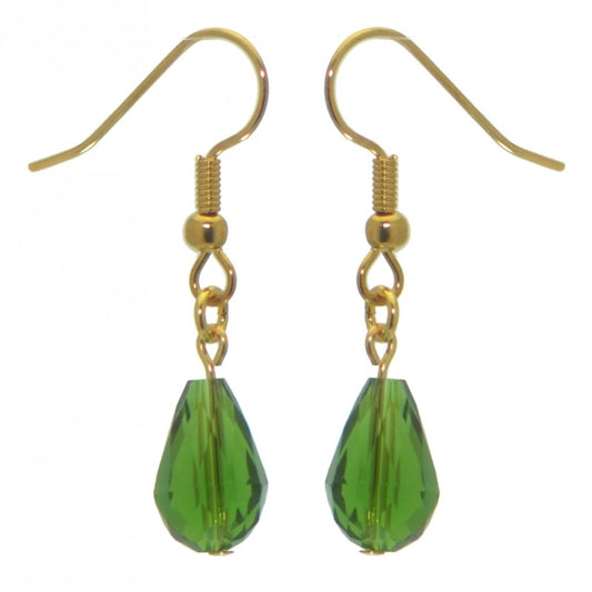 BETRESH gold plated green ab crystal glass hook earrings
