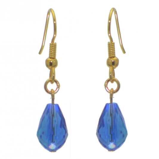 BETRESH gold plated medium blue ab crystal glass hook earrings