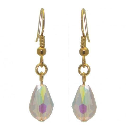 BETRESH gold plated pink ab crystal glass hook earrings