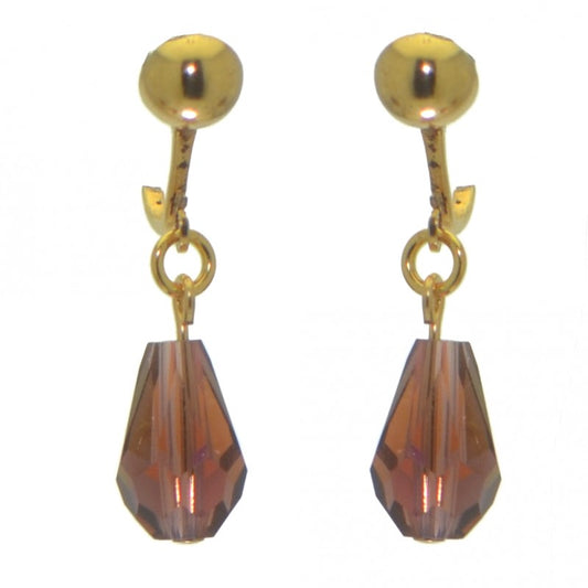 BETRESH gold plated purple ab crystal glass clip on earrings