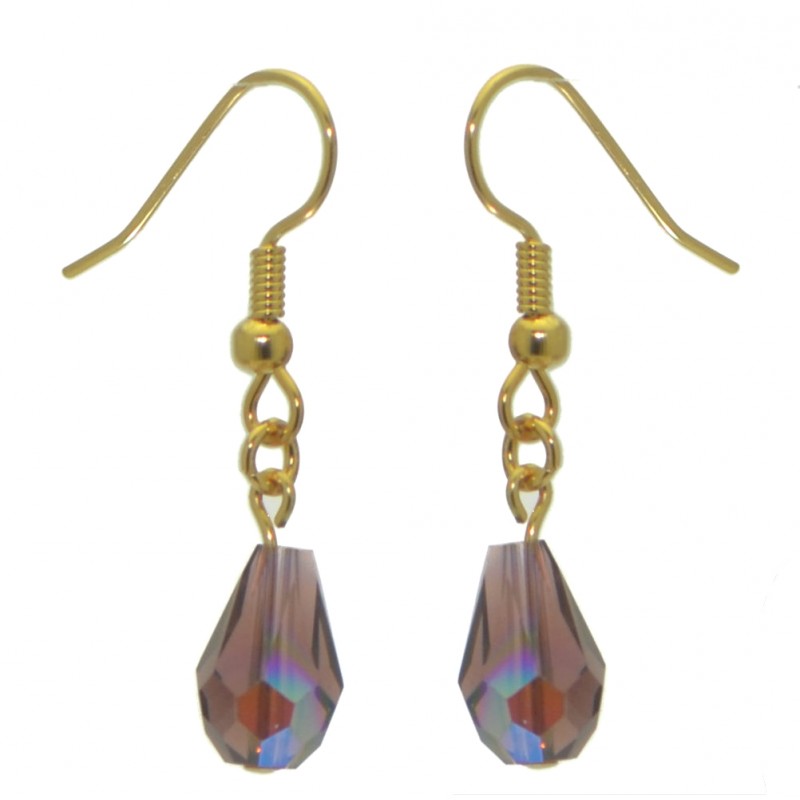 BETRESH gold plated purple ab crystal glass hook earrings