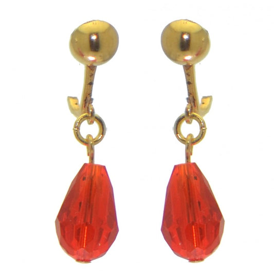 BETRESH gold plated red ab crystal glass clip on earrings