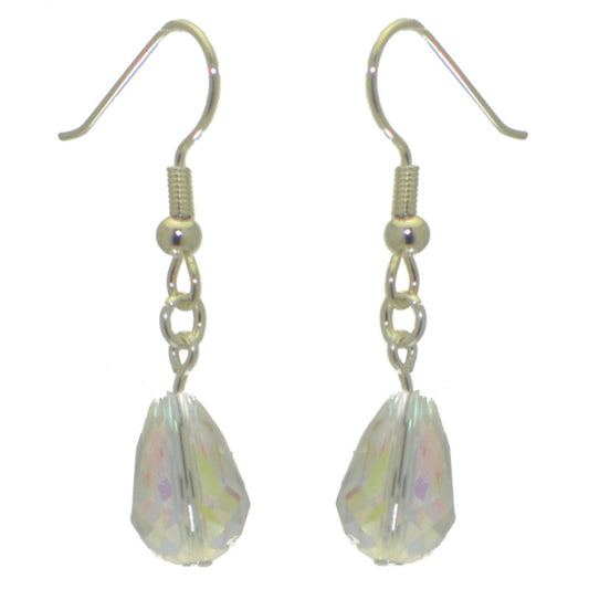 BETRESH silver plated clear ab crystal glass hook earrings