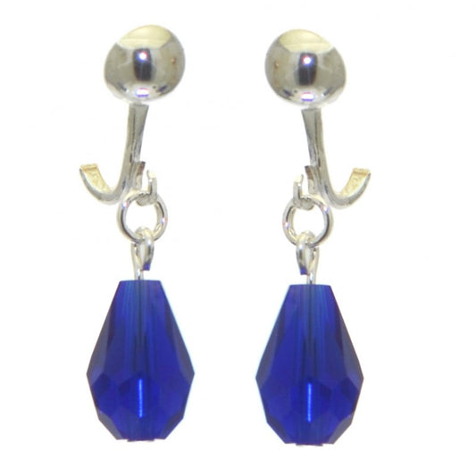 BETRESH silver plated cobalt blue ab crystal glass clip on earrings