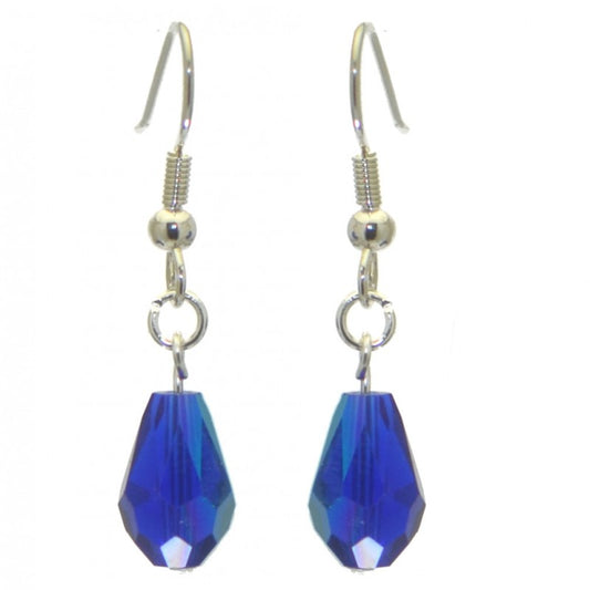BETRESH silver plated cobalt blue ab crystal glass hook earrings