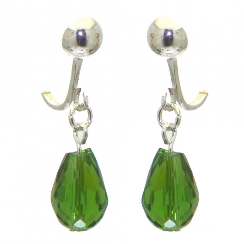 BETRESH silver plated green ab crystal glass clip on earrings