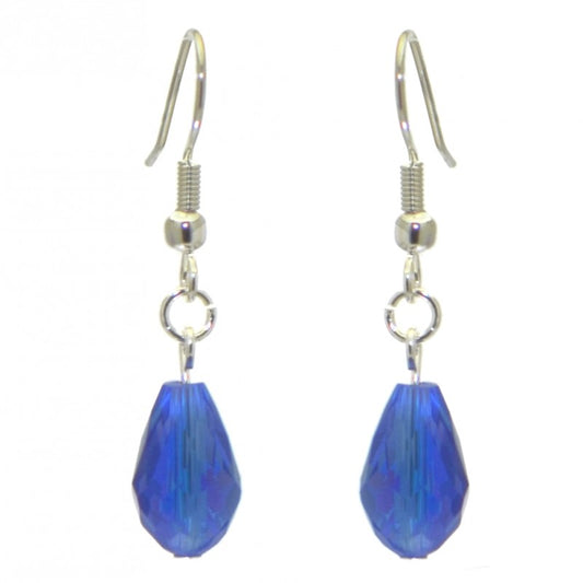 BETRESH silver plated medium blue ab crystal glass hook earrings