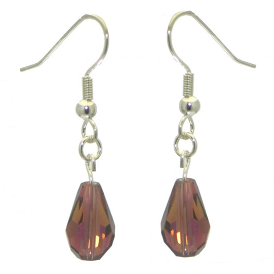 BETRESH silver plated purple ab crystal glass hook earrings