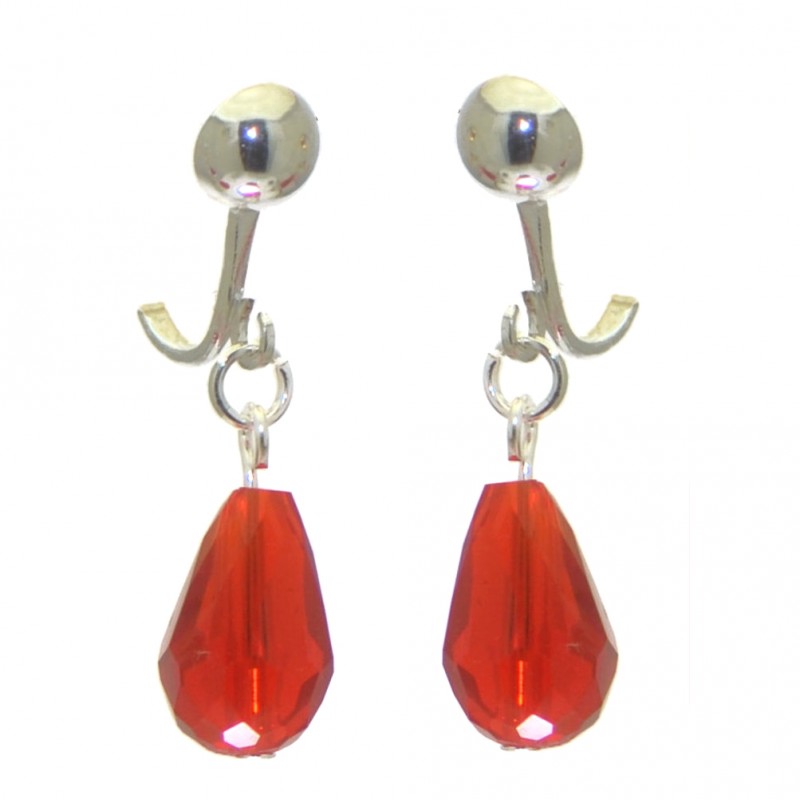 BETRESH silver plated red ab crystal glass clip on earrings