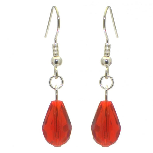BETRESH silver plated red ab crystal glass hook earrings