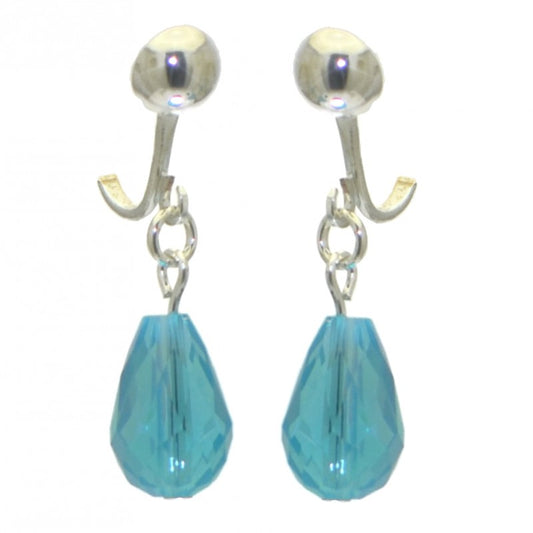 BETRESH silver plated turquoise ab crystal glass clip on earrings