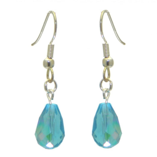 BETRESH silver plated turquoise ab crystal glass hook earrings