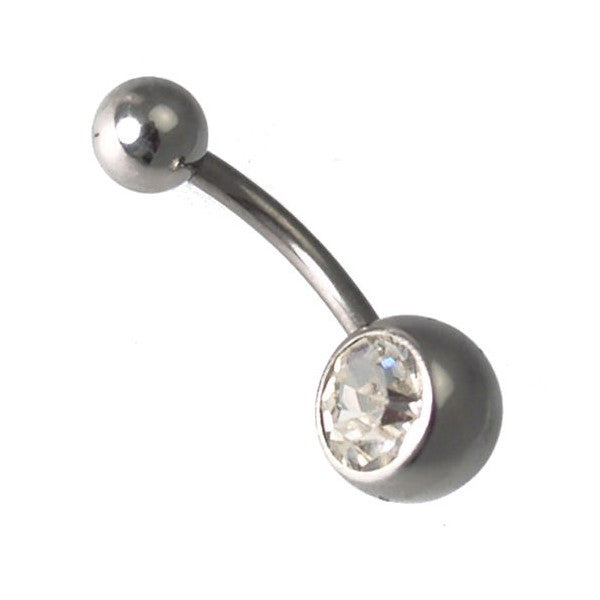 Birthday April Silver surgical steel Crystal Belly Bar