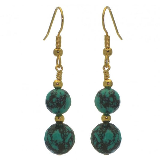 BLAISE DOUBLE gold plated turquoise hook earrings