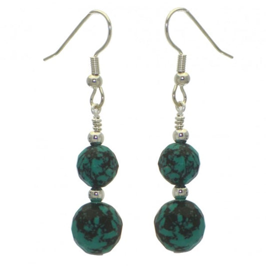 BLAISE DOUBLE silver plated turquoise hook earrings