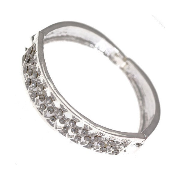 Blake Silver tone Crystal Hinged Bangle