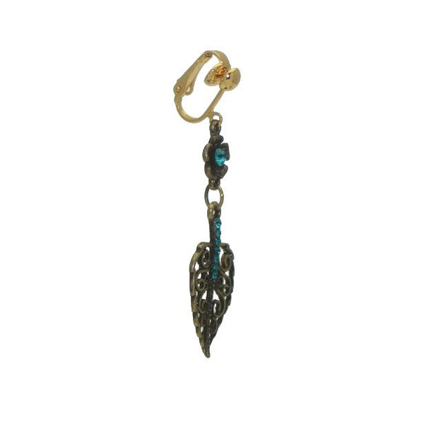 BLANKA Antique Gold plated Turquoise Crystal Clip On Earring