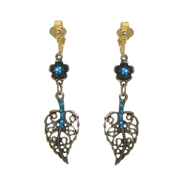 BLANKA Antique Gold plated Turquoise Crystal Clip On Earring