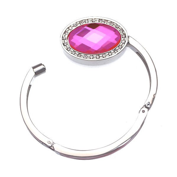 FEMME Silver tone Pink Oval Handbag Hook / Bracelet