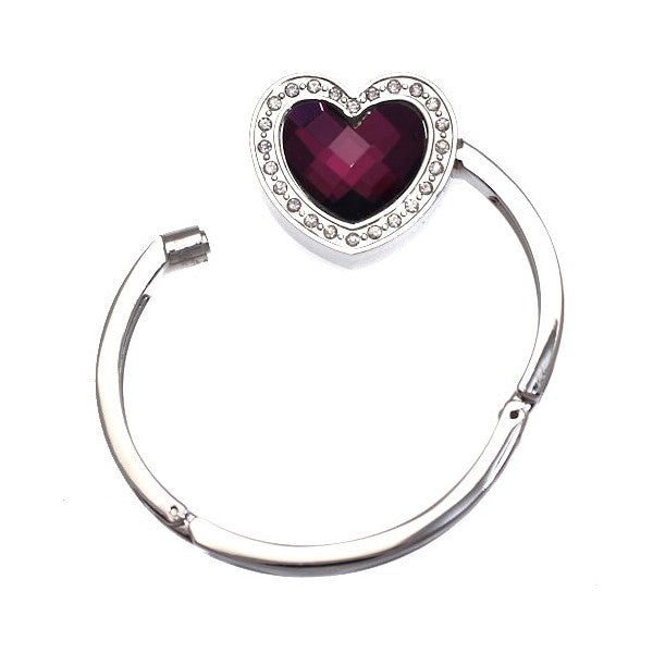 FEMME Silver tone Amethyst Heart Handbag Hook / Bracelet