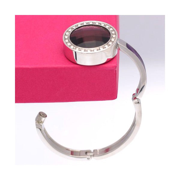 FEMME Silver tone Amethyst Round Handbag Hook / Bracelet