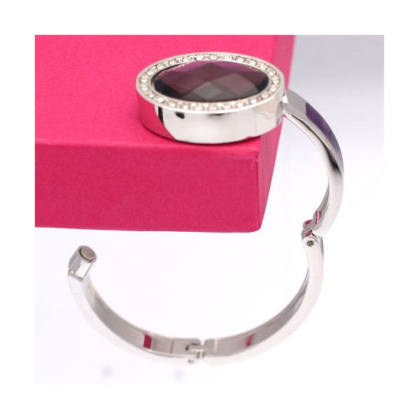 FEMME Silver tone Amethyst Oval Handbag Hook / Bracelet