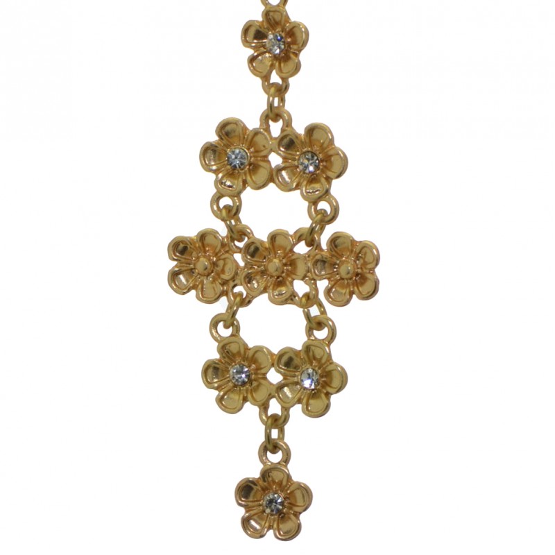 BRADLEE gold plated crystal flower drop hook earrings