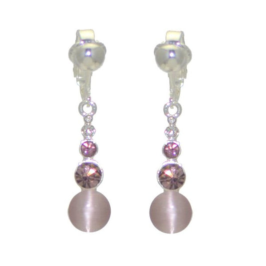 BREANNA Silver plated Amethyst Crystal Clip On Earrings