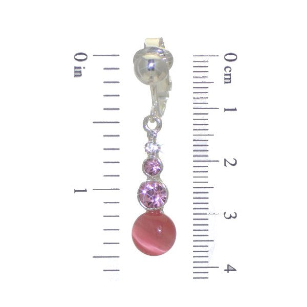 BREANNA Silver plated Pink Crystal Clip On Earrings