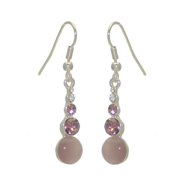 BREANNA Silver tone Amethyst Crystal Hook Earrings