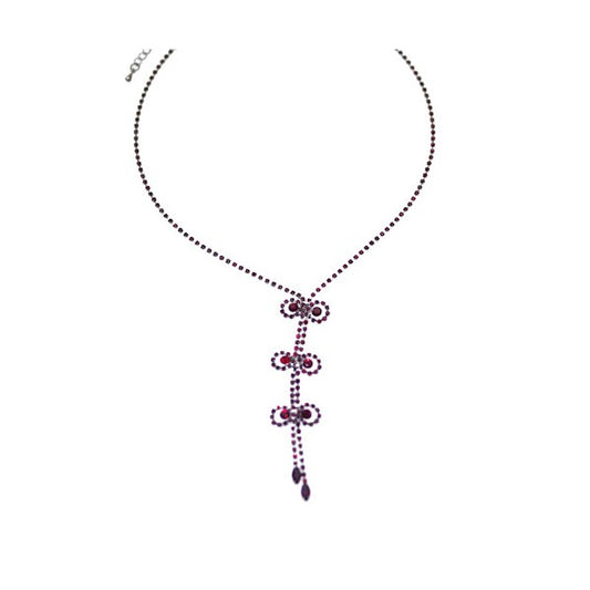 Brielle Silver tone Ruby Crystal Necklace