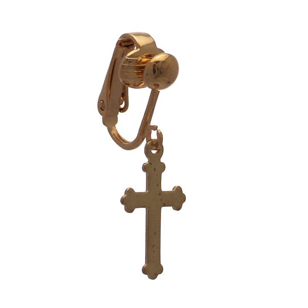 BRIGID Gold plated Cross Clip On Earrings