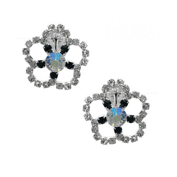 Brileigh AB Silver tone AB Crystal Clip On Earrings