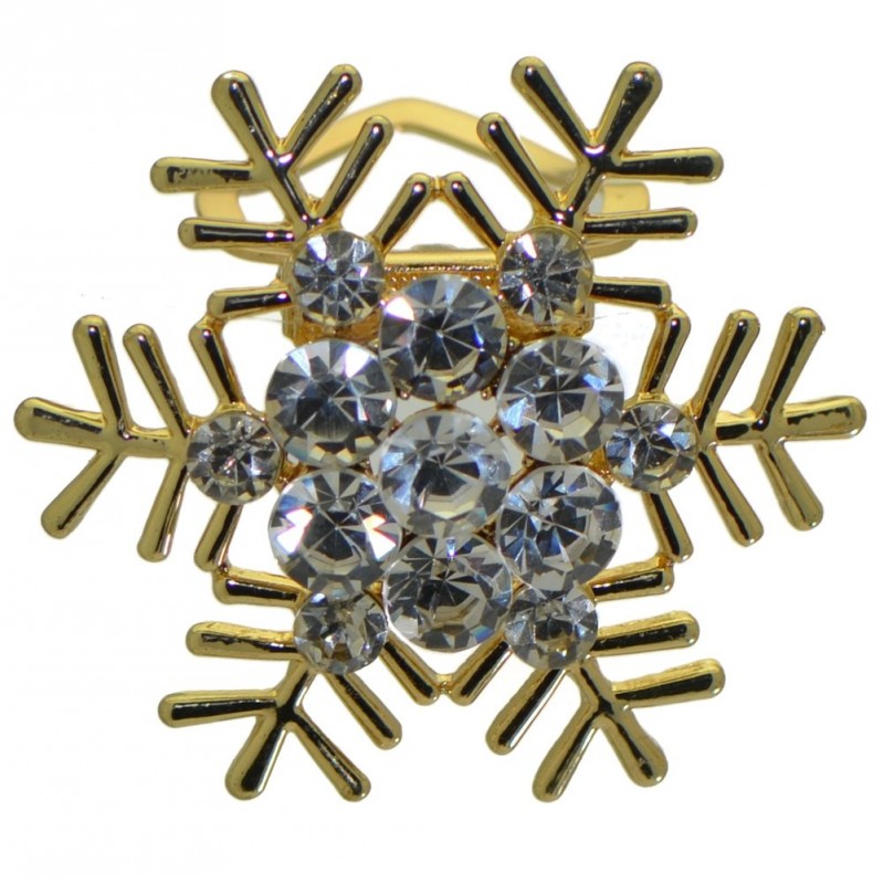 CHINCERICHEE gold tone snowflake crystal scarf clip / brooch