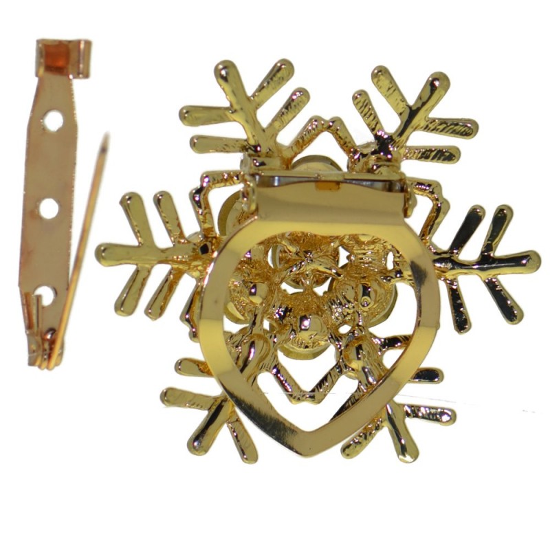 CHINCERICHEE gold tone snowflake crystal scarf clip / brooch