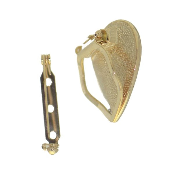 BOUVARDIA Gold tone Amber Crystal Heart Scarf Clip / Brooch