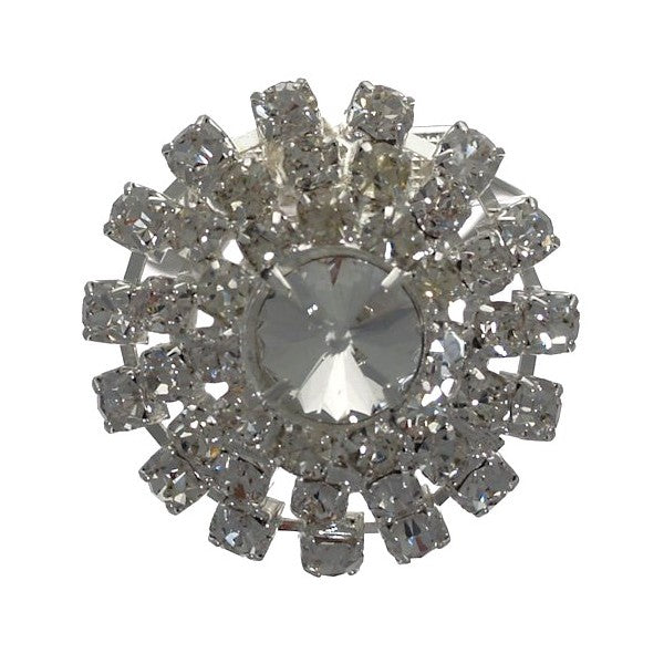 ANTHENIS Silver tone Crystal Scarf Clip/Brooch