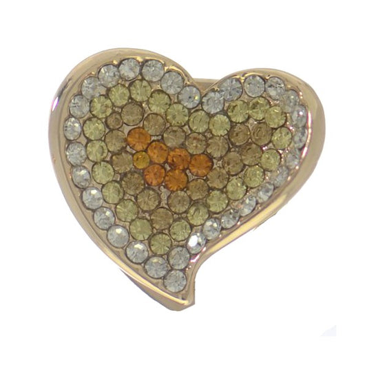 BOUVARDIA Gold tone Amber Crystal Heart Scarf Clip / Brooch