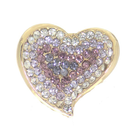 BOUVARDIA Gold tone Pink Crystal Heart Scarf Clip / Brooch