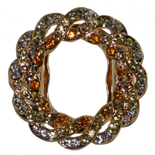 BLOSSOM Gold tone Champagne Crystal Scarf Clip / Brooch