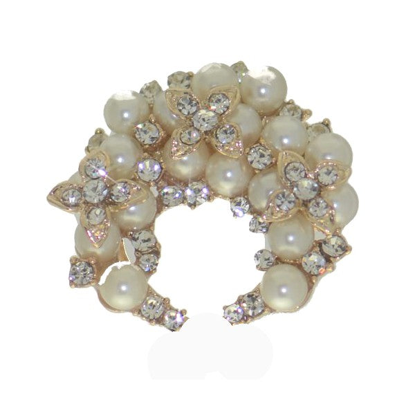 POLYXENA Gold tone Crystal White Scarf Clip / Brooch