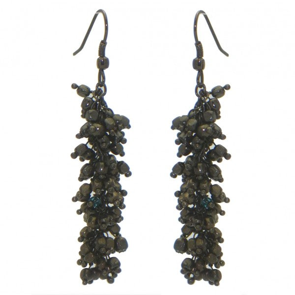 BUNCH OF GRAPES gunmetal hook earrings