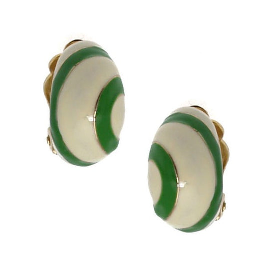 Bunnie Gold tone Cream Green Clip On Earrings