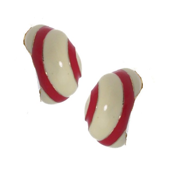 Bunnie Gold tone Cream Red Clip On Earrings