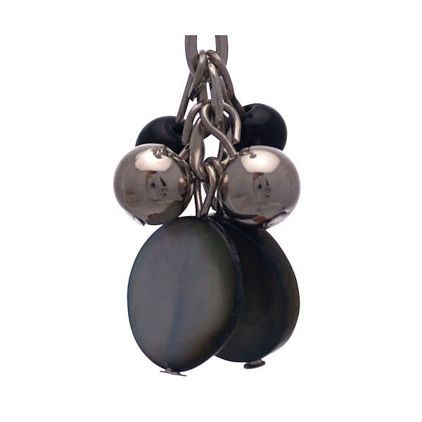 CALENDRE Silver Black Beads and Disks Clip On Earrings