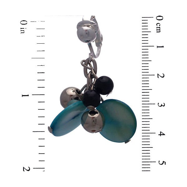 CALENDRE Silver plated Turquoise Disks Clip On Earrings