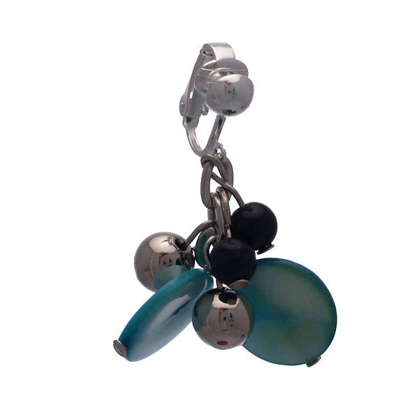 CALENDRE Silver plated Turquoise Disks Clip On Earrings